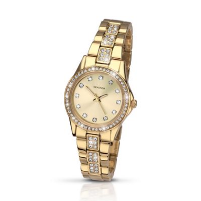 Ladies gold plated stone set bracelet watch 2020.28